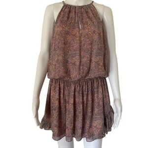 Ramy Brook Pink Paisley Print Knee-Length Dress Sleeveless‎  Mini Dres S